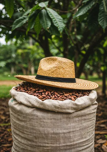 Lush cocoa trees in an Indonesian grove