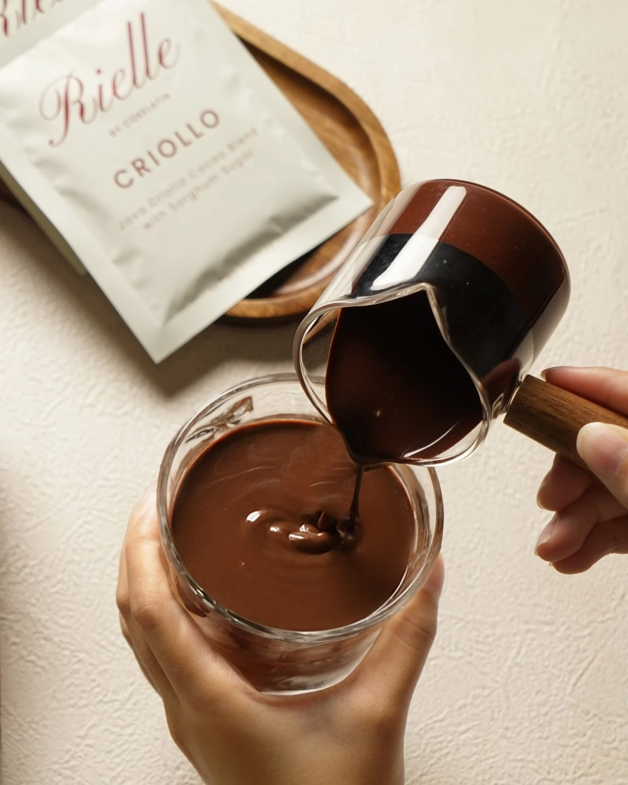 Close-up of rich cocoa mass being prepared